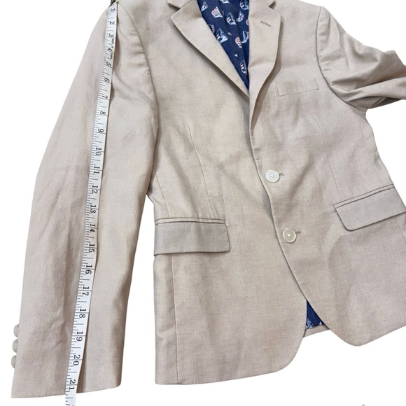 Lauren Ralph Lauren Boys Classic Suit Jacket Blazer Khaki crème tan linen 12R - Picture 6 of 12